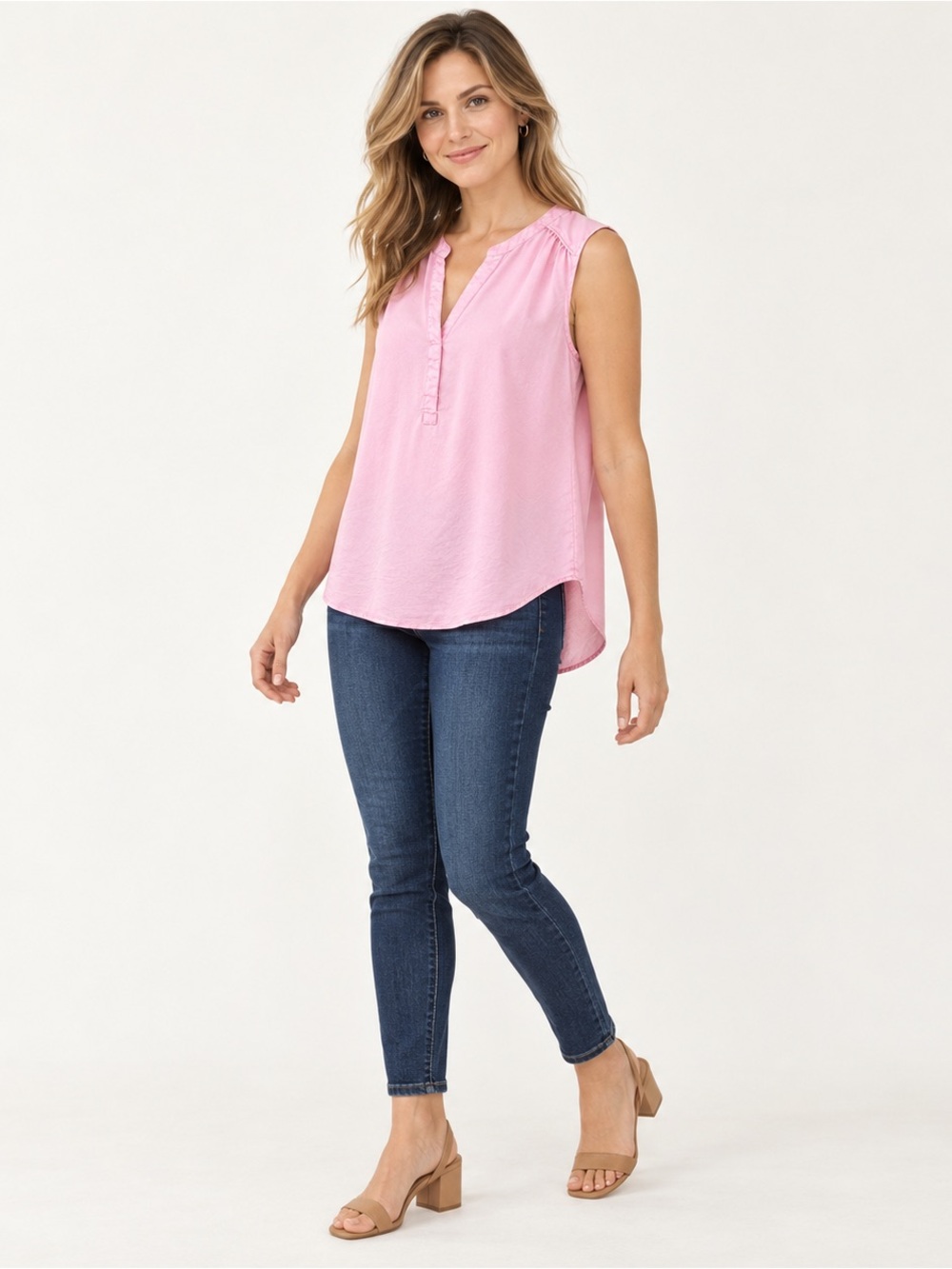 Daniel Rainn Blush Pink Sleeveless High Low Blouse